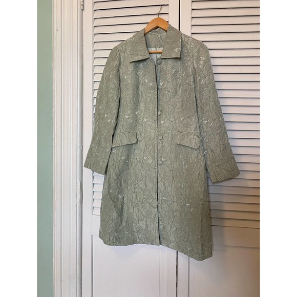 Vintage Handmade Brocade Duster Jacket, Sea/Mint Green, size S-M - Picture 4 of 11